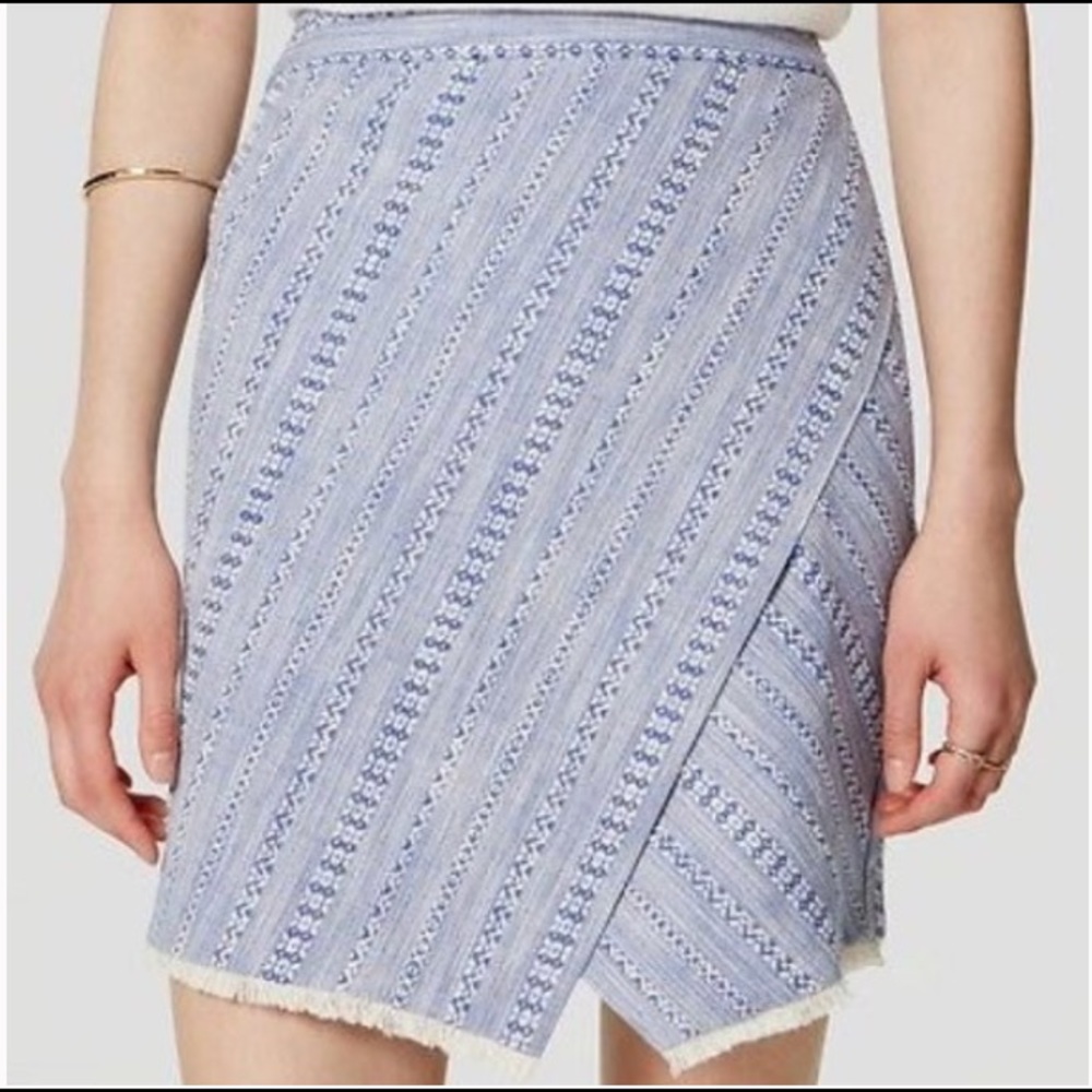 LOFT Tweed Wrap Fringe Skirt